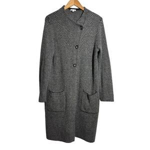 J. Jill Women M Herringbone Copley Topper Black Seater Coat Cardigan Career